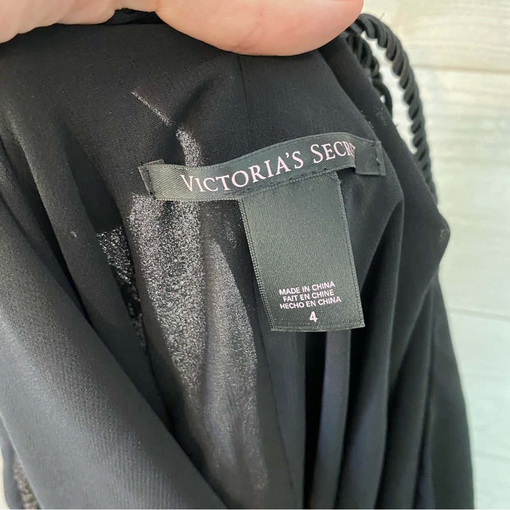 Victorias Secret Black Maxi Gown Tassel Rope Pace zip Back 4 - Picture 8 of 15
